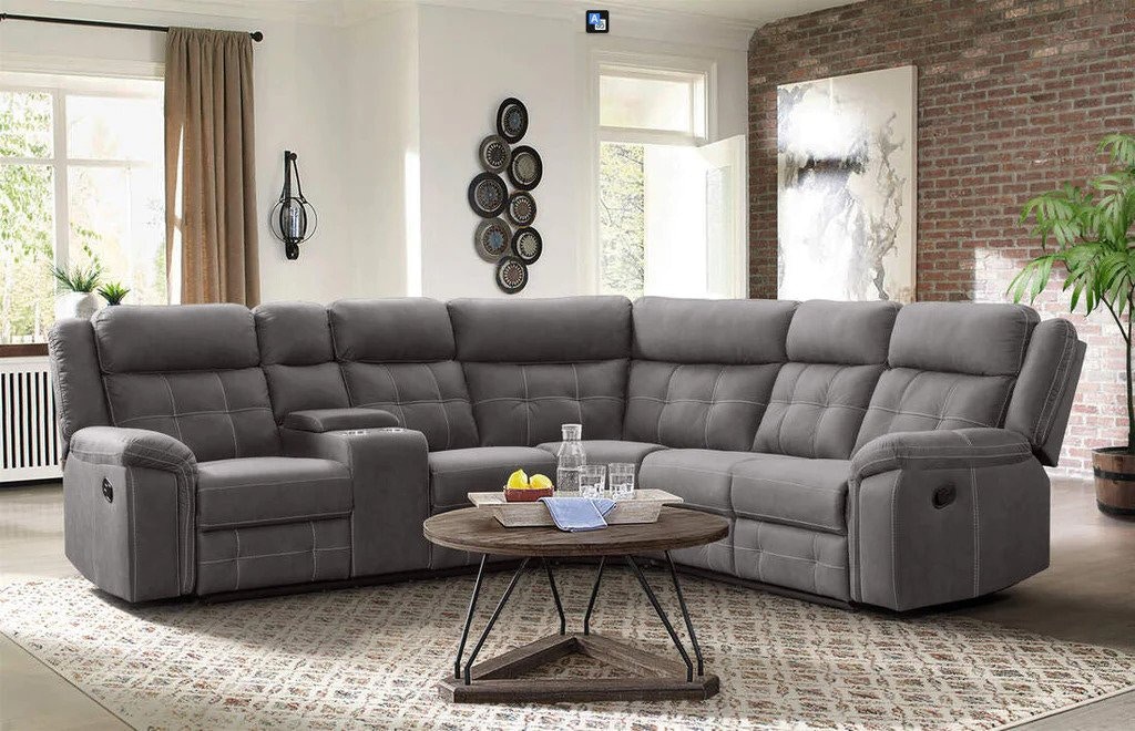 Grey reclining sectional new arrivals